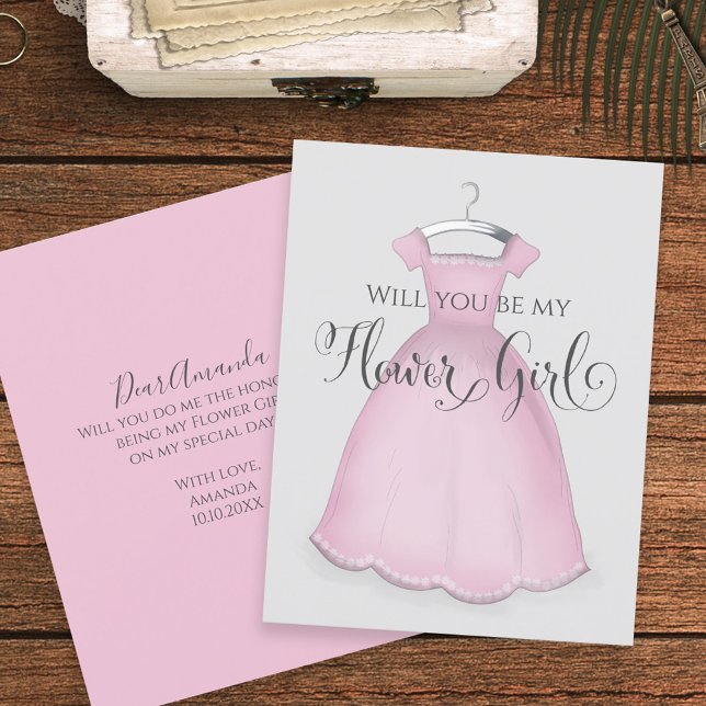 Carte Serez-vous ma fille Flower Mariage Robe Rose migno (Créateur téléchargé)