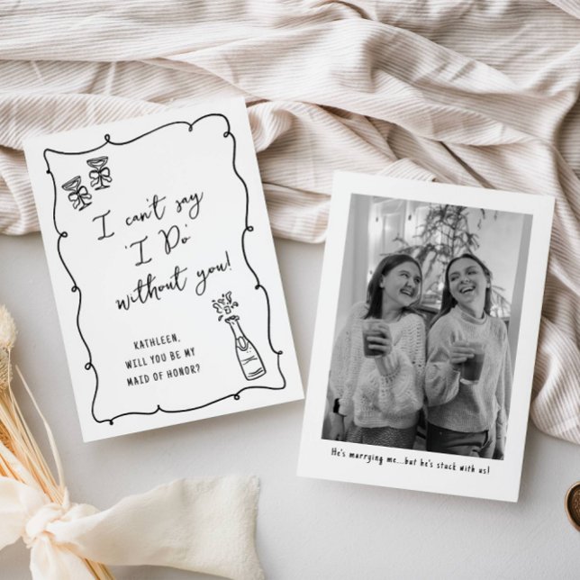 Carte Serez-vous mon...Champagne Doodle Bridal Propositi (Créateur téléchargé)