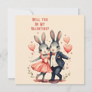 Carte Serez-vous mon couple de lapins de la Saint-Valent
