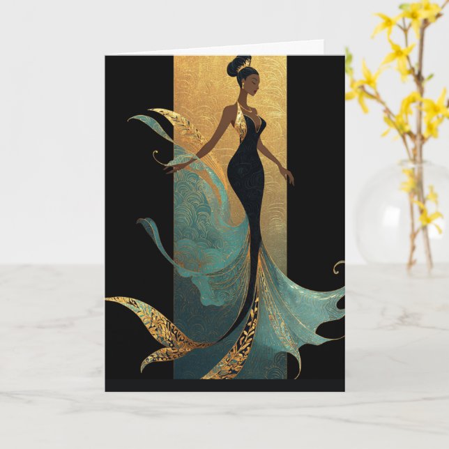 CARTE SÉRIE MERMAID NOIR #1  (Fleur jaune)