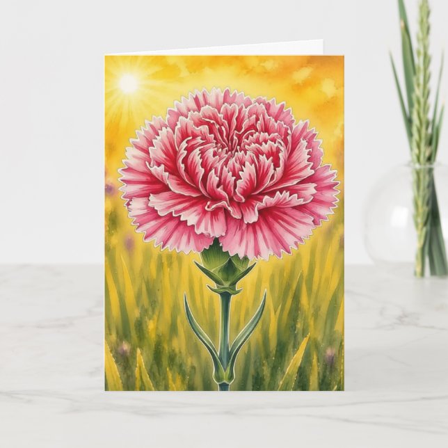 Carte Série Radiant Petal – Œillet Rose (Devant)