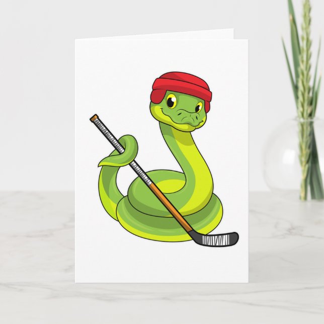 Carte Serpent à la hockey sur glace avec Bâton de hockey (Devant)