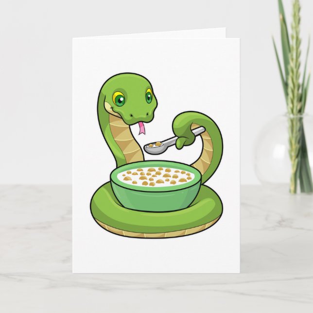 Carte Serpent à manger avec du muesli (Devant)