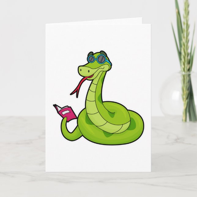 Carte Serpent avec Lunettes de Soleil & Livre (Devant)