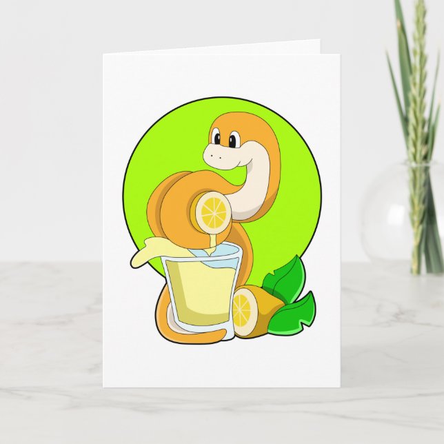 Carte Serpent avec verre de jus de citron (Devant)