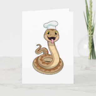 Carte Serpent comme cuisinier avec un chapeau de chef
