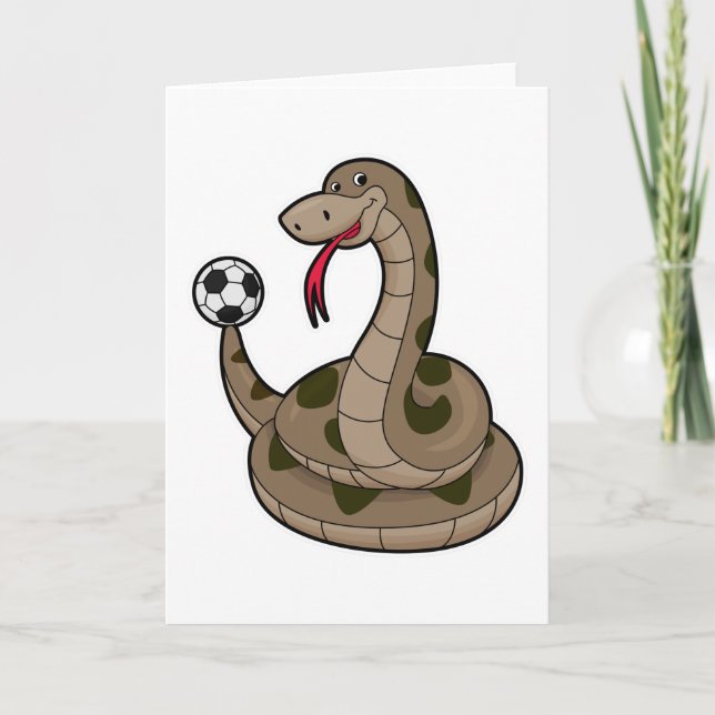Carte Serpent comme joueur de football avec balle de foo (Devant)