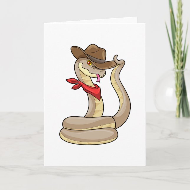 Carte Serpent en cowboy avec écharpe (Devant)