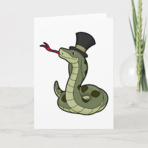 Carte Serpent en gentleman et chapeau