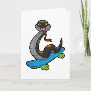 Carte Serpent en patineur avec planche à roulettes