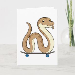 Carte Serpent patineur avec planche à roulettes