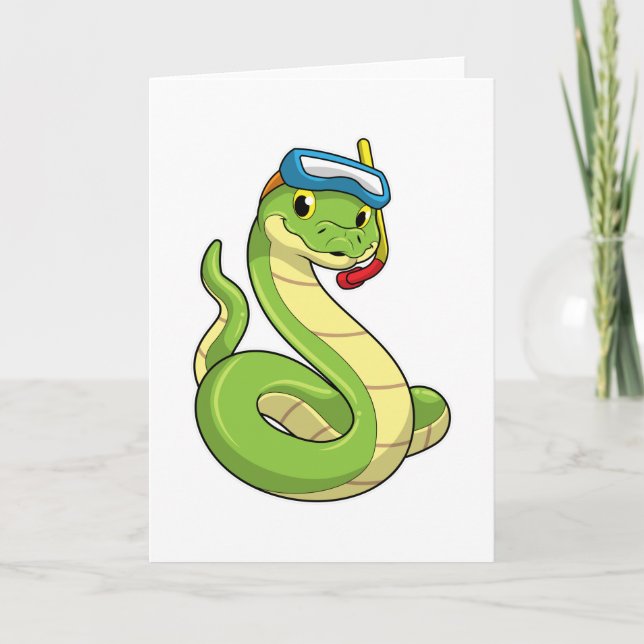 Carte Serpent plongeur avec tuba (Devant)