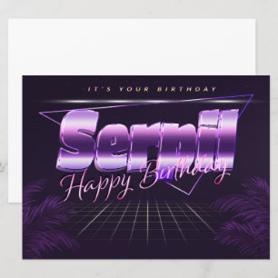 Carte Serpil Nom Prénom lila retro Date de naissance