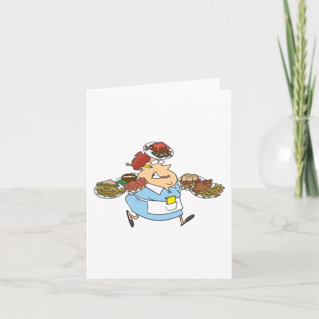Carte Serveuse Occupée Drôle Serveur Surmené (Devant)