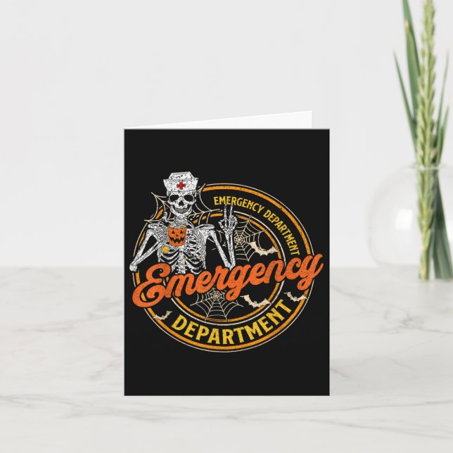 Carte Service d'urgence Skeleton Er Nurse Halloween C (Devant)