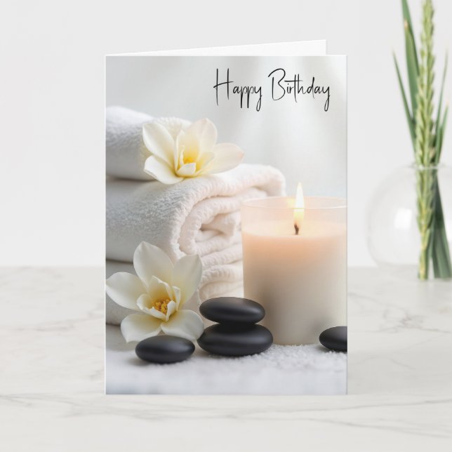 Carte Serviettes de spa pour anniversaire avec fleurs de (Devant)