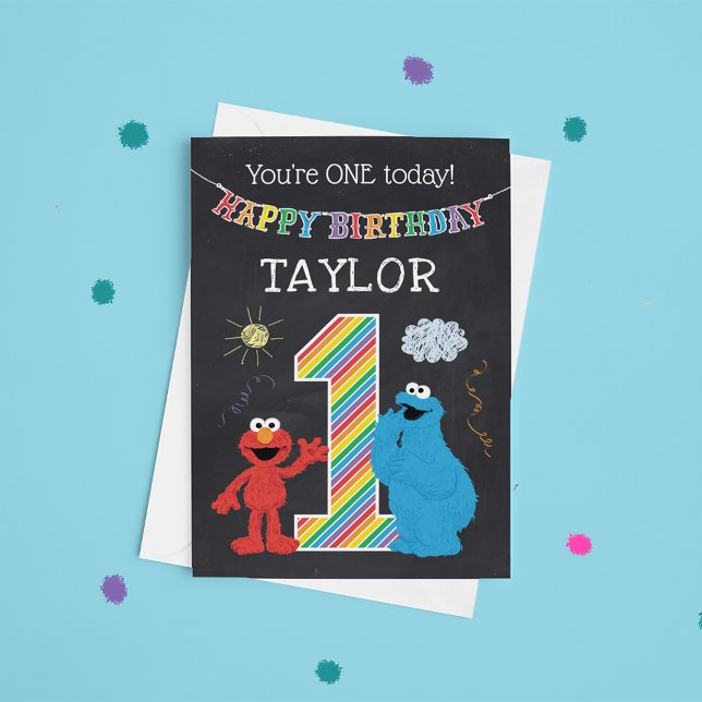 Carte Sesame Street Pals Chalkboard Arc-en-ciel 1er anni (Créateur téléchargé)