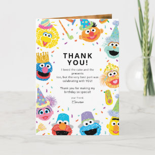 Carte Sesame Street Pals Confetti Anniversaire Merci