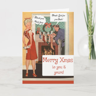Carte Seuls les fans sauvent Xmas, vintage drôle