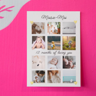 Carte Sexe neutre 1er anniversaire photo Collage