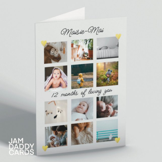 Carte Sexe neutre 1er anniversaire photo Collage (Créateur téléchargé)