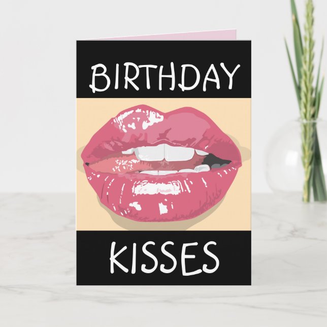 Carte SEXY ROMANTIC LIPS BIRTHDAY Greeting Card HUSBAND (Devant)