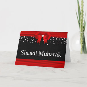 Carte Shaadi Mubarak Ruban Rouge Romantique