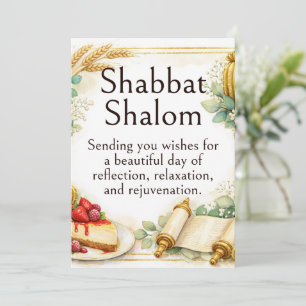 Carte Shabbat Shalom, Aquarelle Succulents Fantaisistes