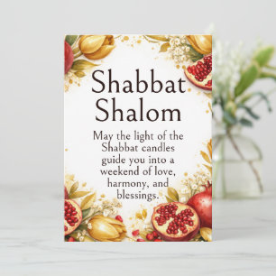 Carte Shabbat Shalom, Tulipes Dorées, Grenades de Bourgo