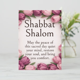 Carte Shabbat Shalom, Tulipes Violettes, Floral Botaniqu