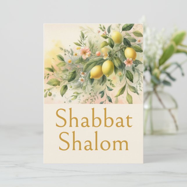 Carte Shabbat Shalom, Verger de Citrons Italien Boho Bot (Debout devant)
