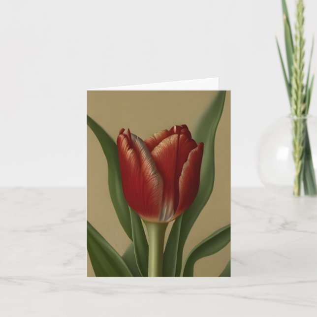 Carte Shabby Chic Jolie Tulipe Rouge (Devant)