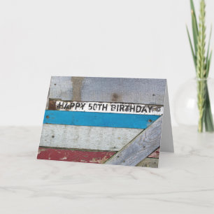 Carte Shabby Chic Wood 50e anniversaire
