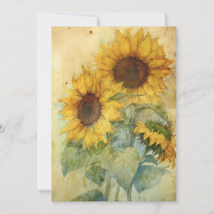 Carte Shabby Tournesol aquarelle Illustration plat