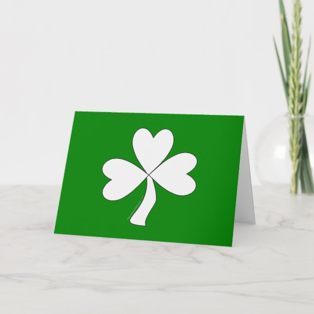 Carte Shamrock blanc St. Patrick's Day Irlandais Bonne c (Devant)