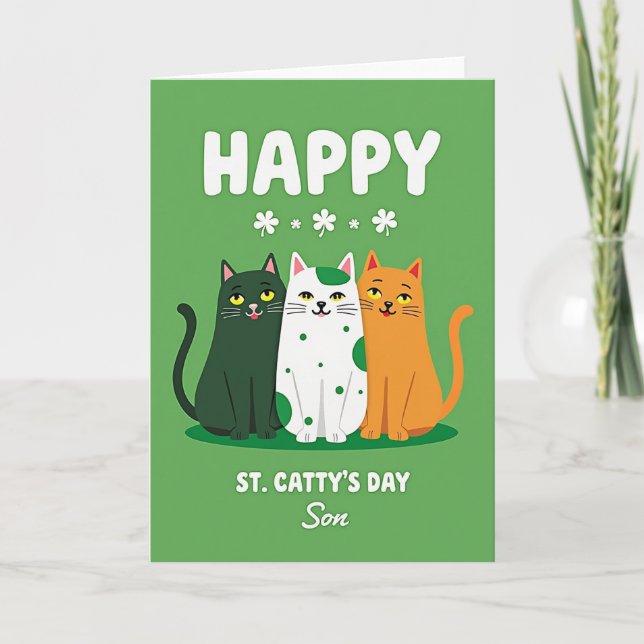 Carte Shamrock Cats Happy Sons Day Card (Devant)