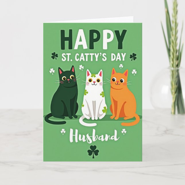 Carte Shamrock Cats Husband Card (Devant)
