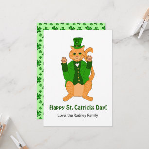Carte Shamrock chanceux drôle de chat de jour mignon de