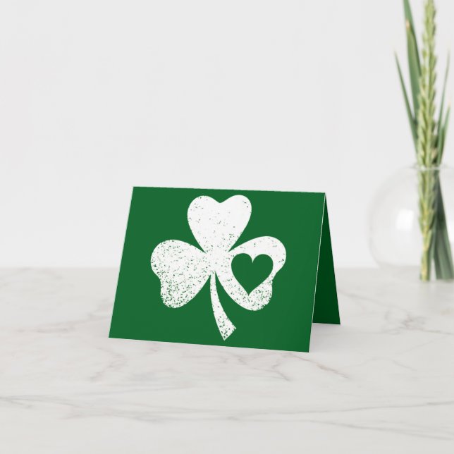 Carte Shamrock de coeur de Green Jour de la Saint Patric (Devant)