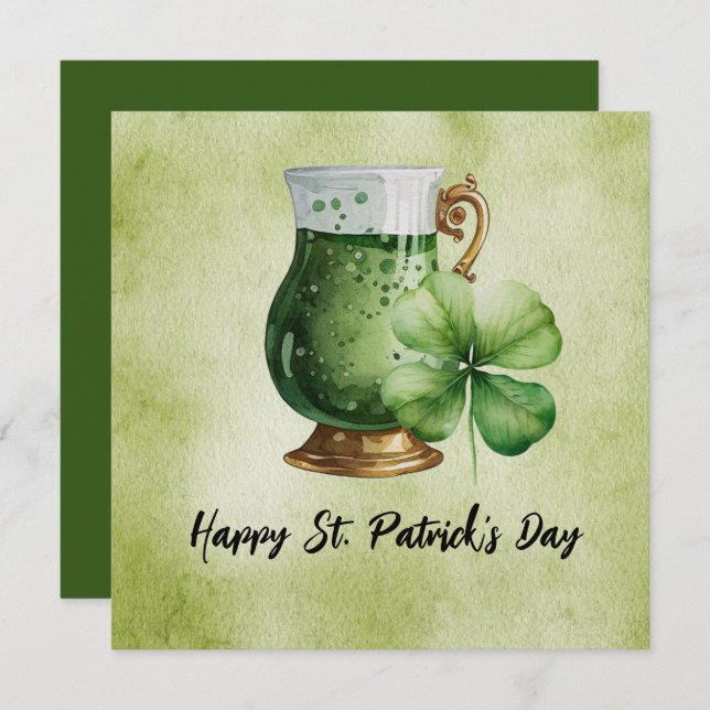 Carte Shamrock de la Saint-Patrick Vestiges et bière (Devant / Derrière)