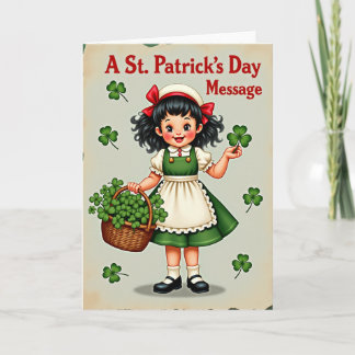 Carte Shamrock Girl Vintage Style Card