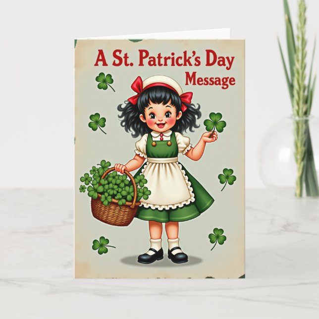 Carte Shamrock Girl Vintage Style Card (Devant)