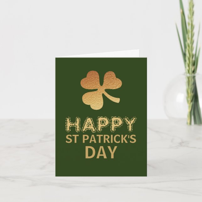 Carte Shamrock Gold Foil, Saint Patrick's Day (Devant)