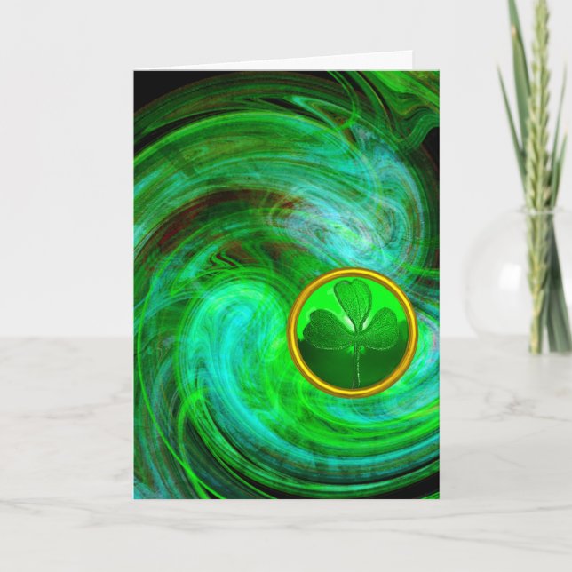 Carte SHAMROCK Jour de la Saint Patrick EN FRACTAUX VERT (Devant)