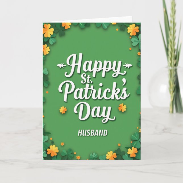 Carte Shamrock Pattern Husband Card (Devant)