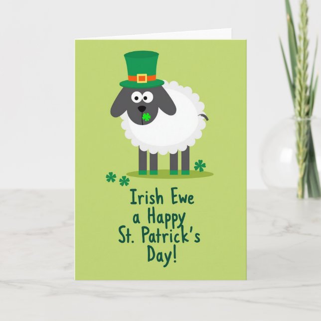 Carte Shamrock Sheep Holiday Card (Devant)