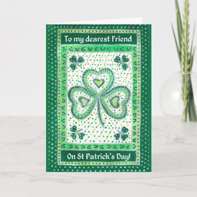 Carte shamrock St Patrick's Day pour un ami (Devant)