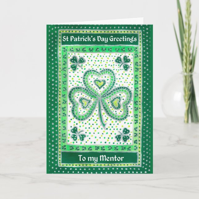 Carte shamrock St Patrick's Day pour un mentor (Devant)
