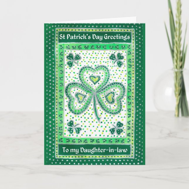 Carte shamrock St Patrick's Day pour une fille en  (Devant)