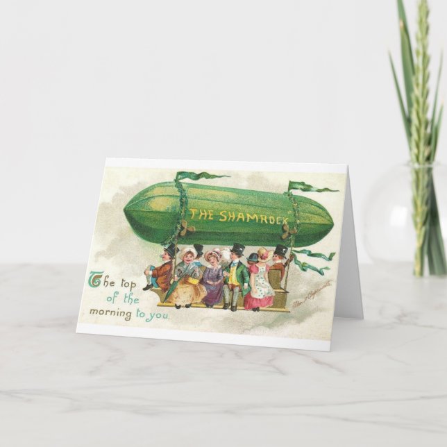 Carte Shamrock victorien Blimp St. Patrick's Day Card (Devant)